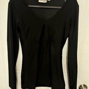 Classic Black Long Sleeve V-Neck Top
